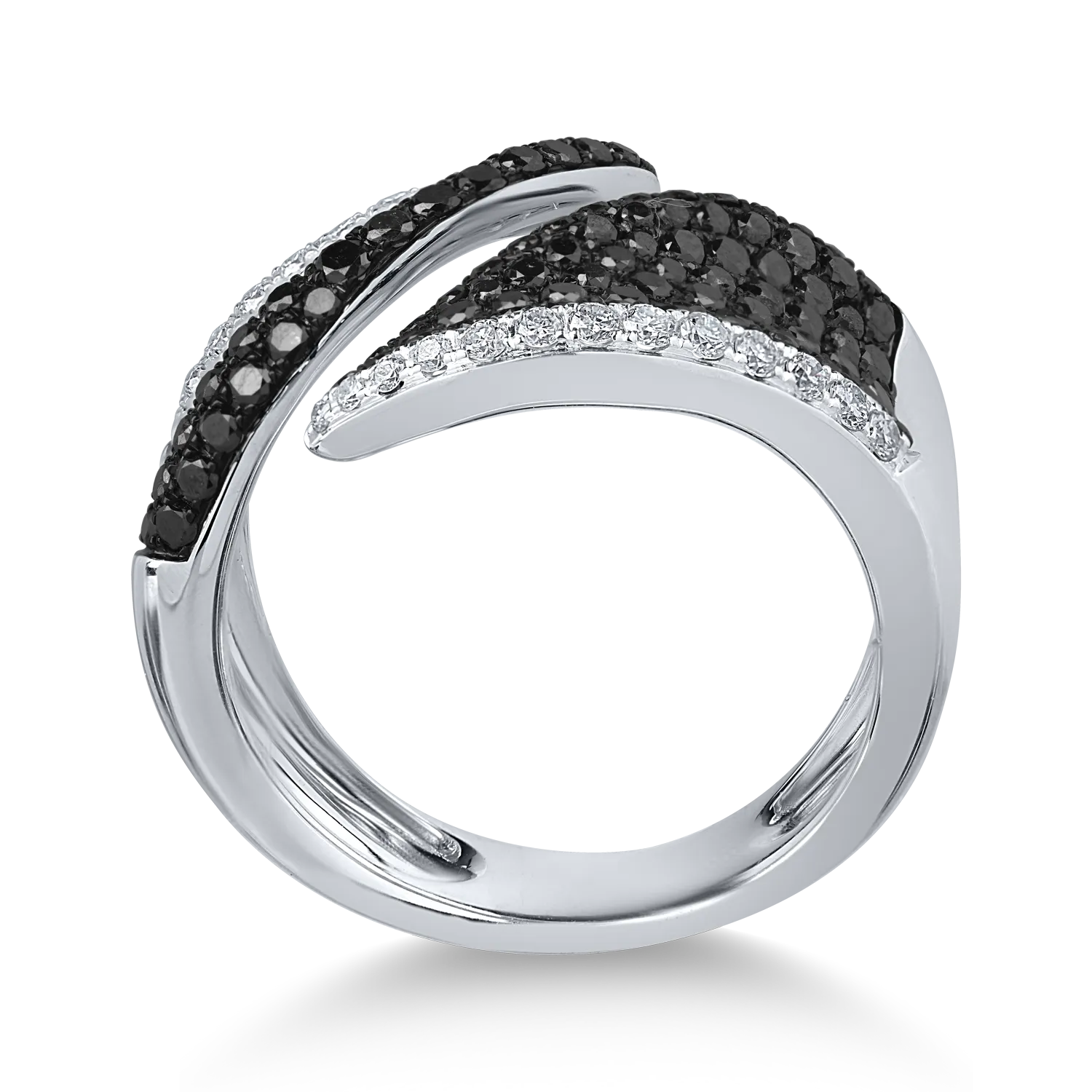 Fehérarany gyűrű 0.62ct tiszta gyémántokkal és 0.8ct fekete gyémántokkal