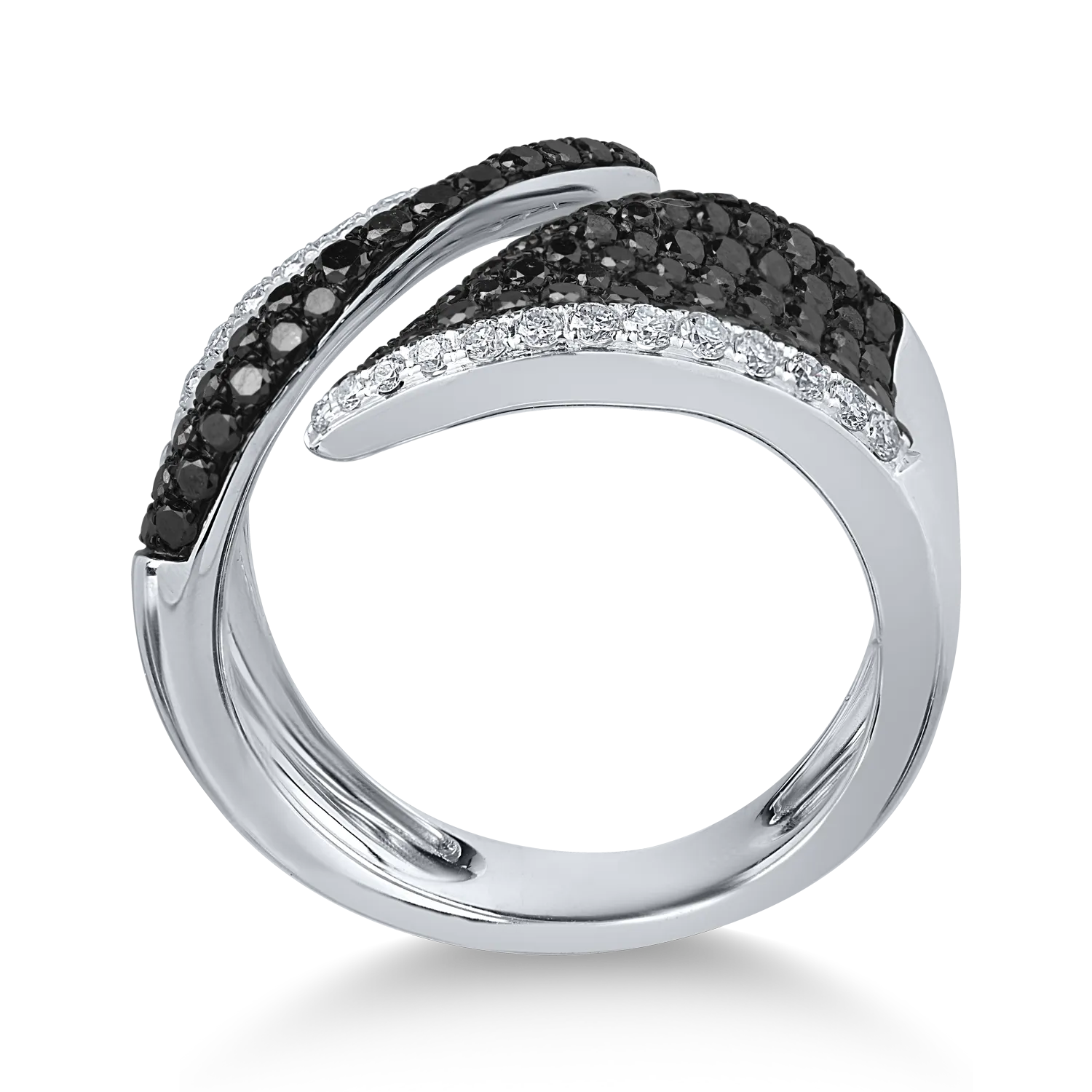 Inel din aur alb cu diamante transparente de 0.62ct si diamante negre de 0.8ct