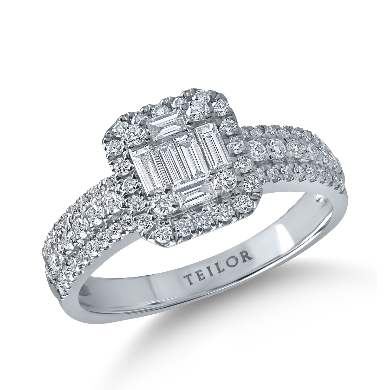 Inel din aur alb cu diamante de 0.6ct