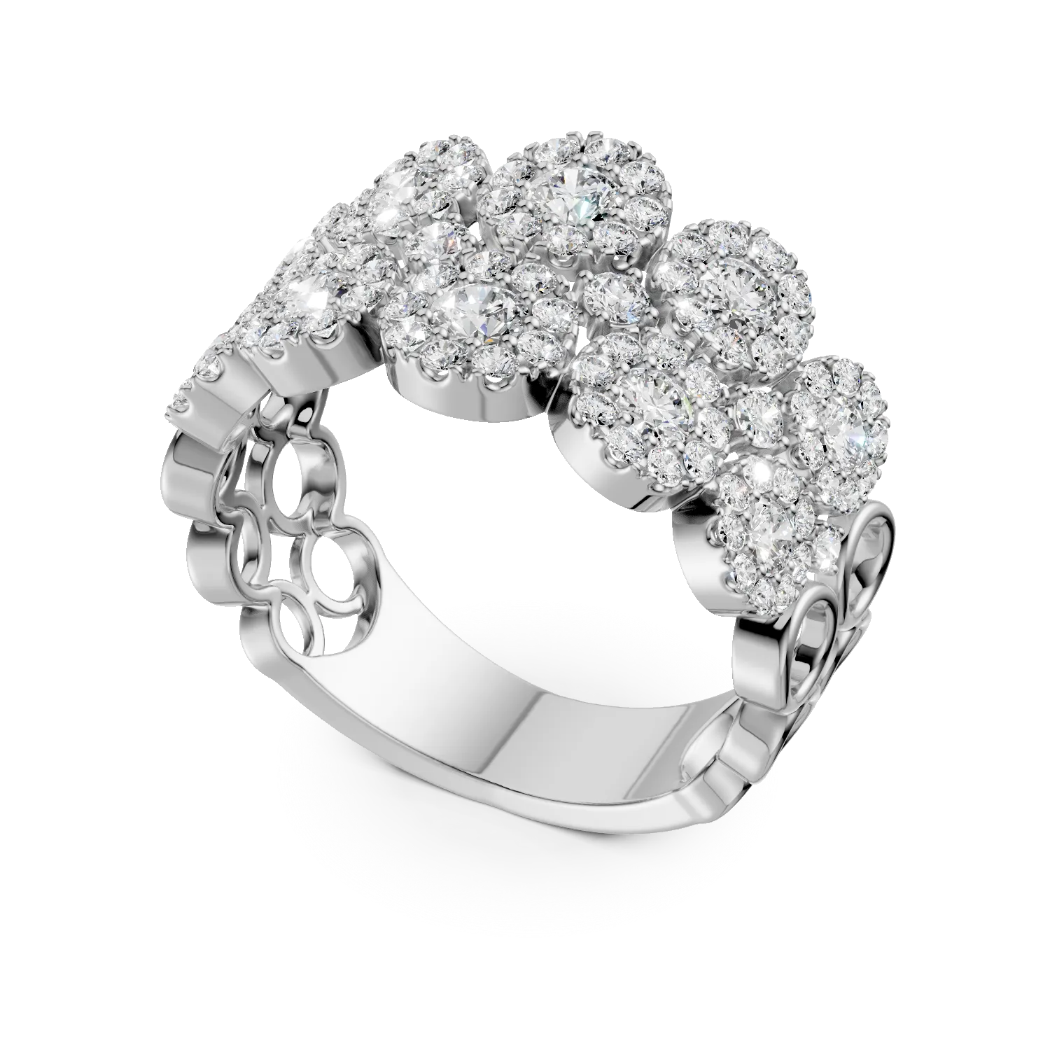 Inel din aur alb cu diamante microsetting de 1.7ct - Imagine 2