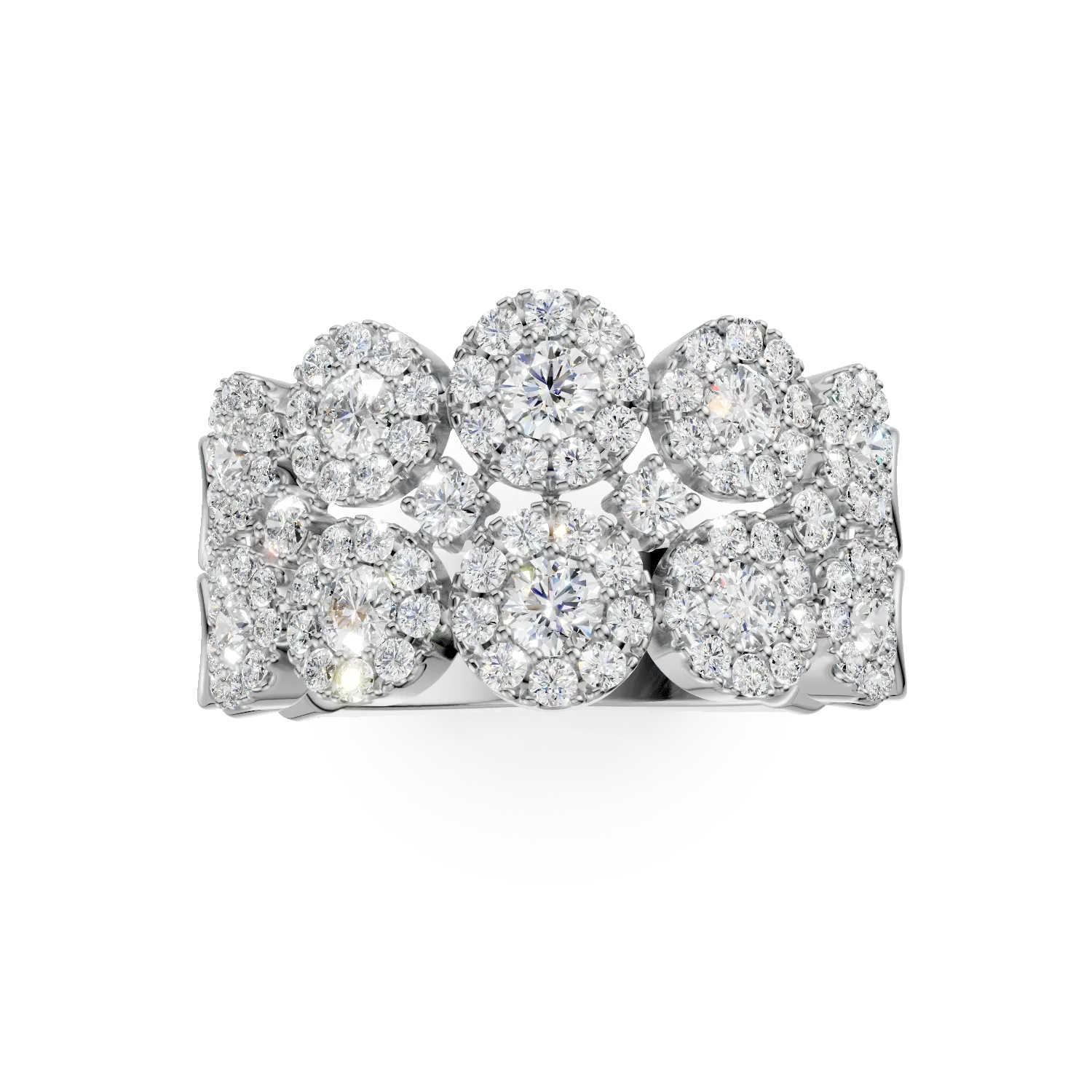 Inel din aur alb cu diamante microsetting de 1.7ct - Imagine 3