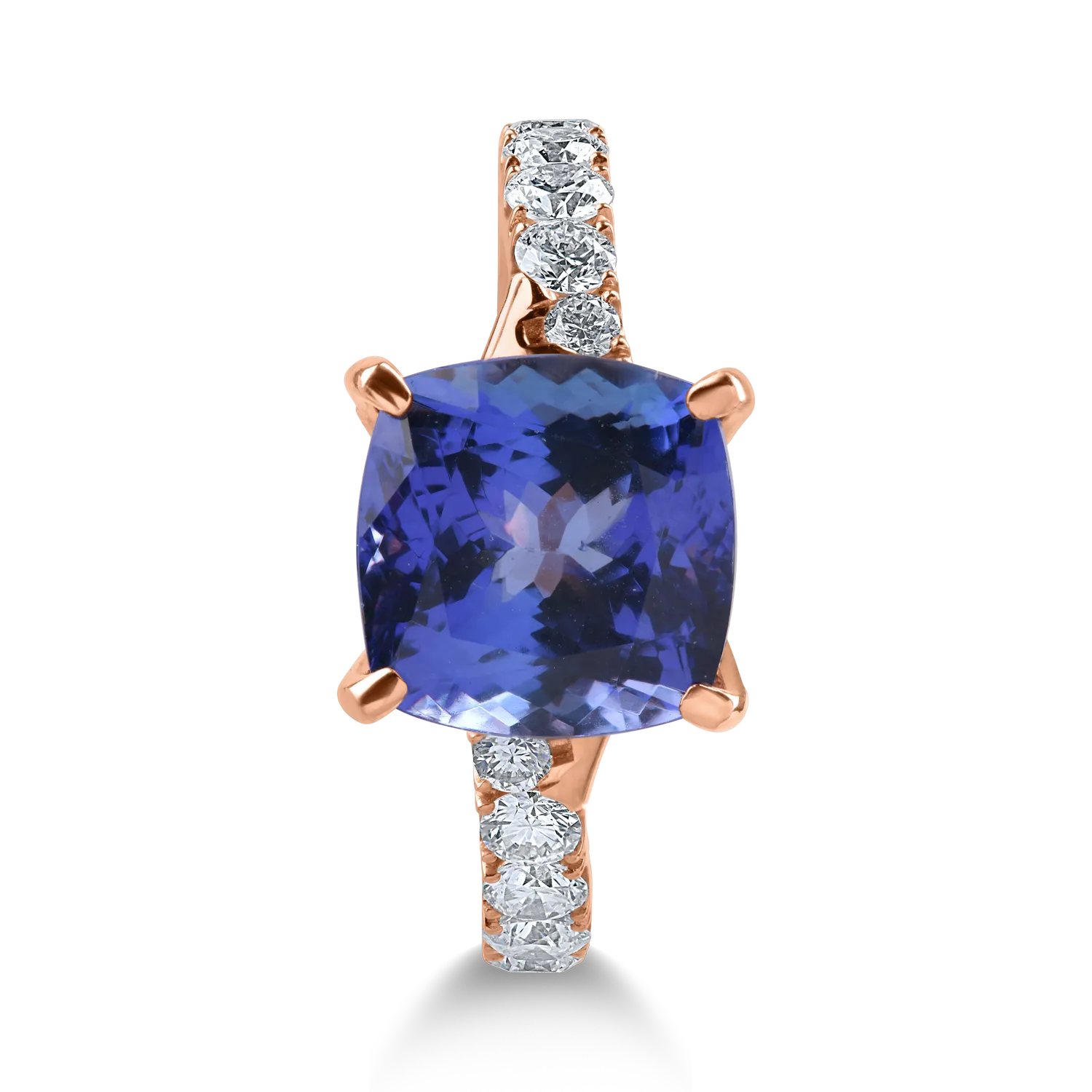 Inel din aur roz cu tanzanit de 4ct si diamante de 0.8ct