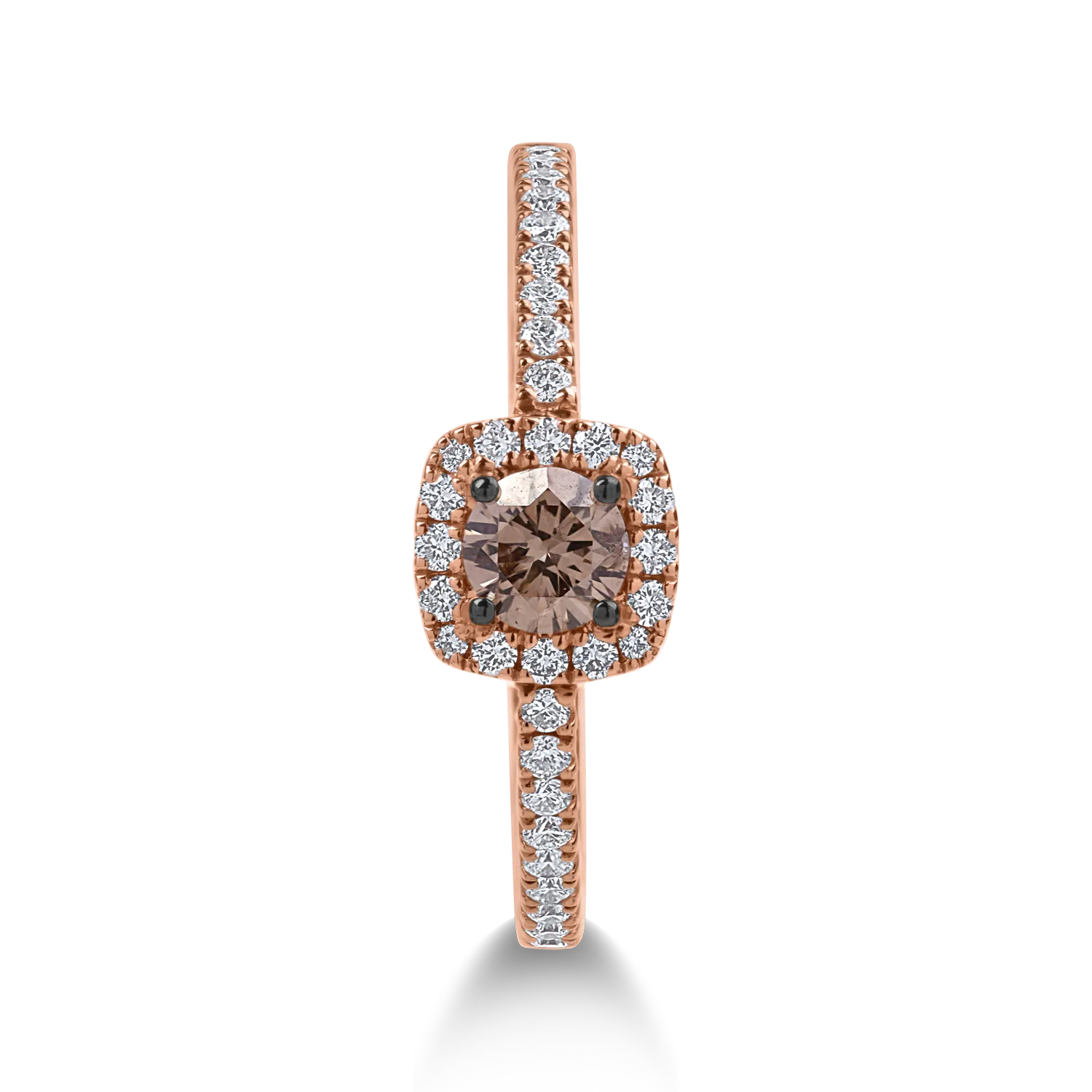 Rose gold ring with 0.25ct brown diamond and 0.23ct clear diamonds