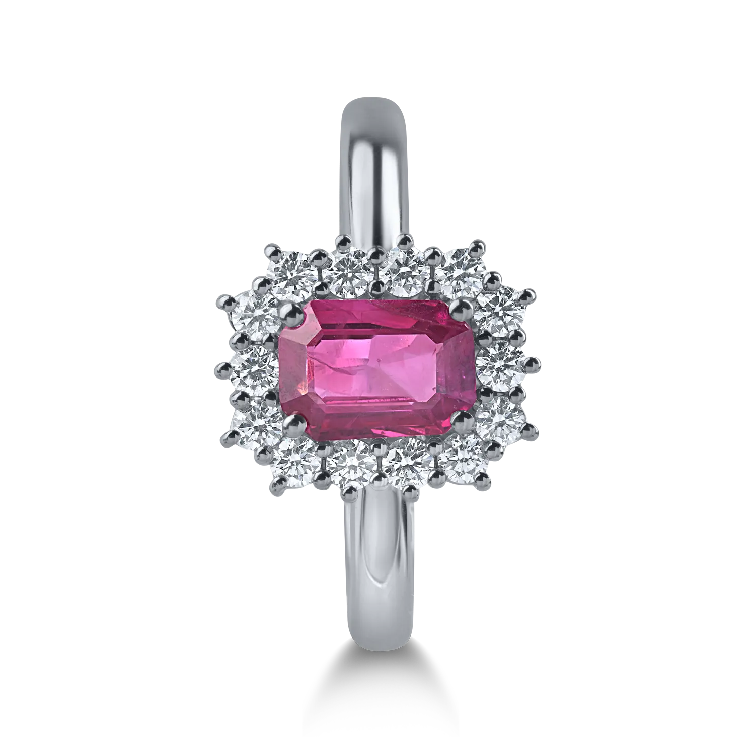 Inel din aur alb cu rubin de 1ct si diamante de 0.35ct