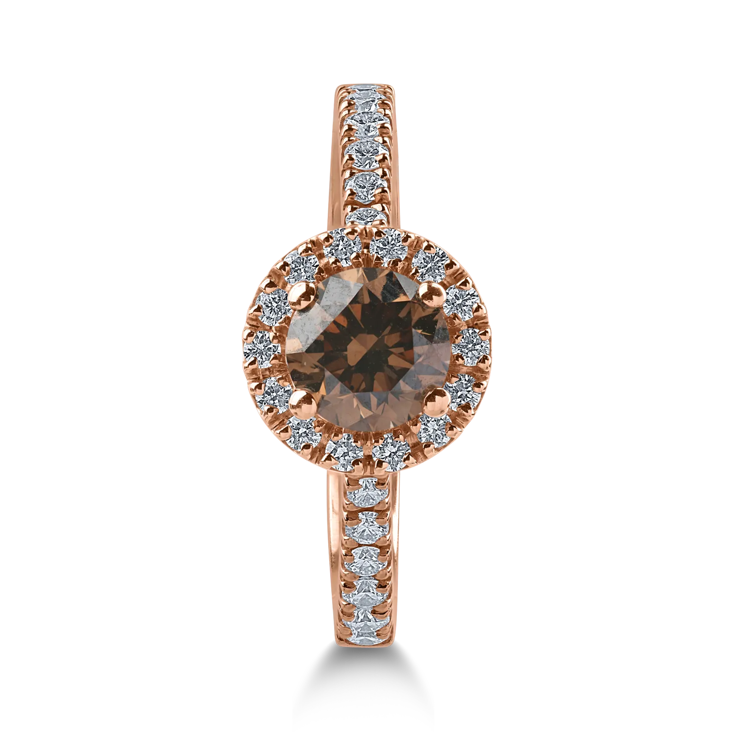 Rose gold ring with 0.73ct brown diamond and 0.36ct clear diamonds