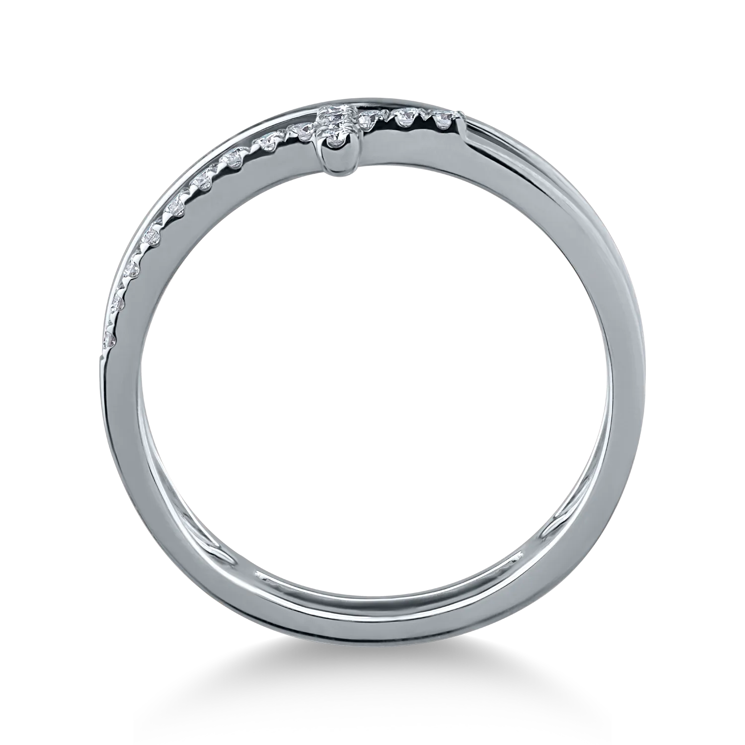Inel dublu cu cruce din aur alb cu diamante de 0.1ct