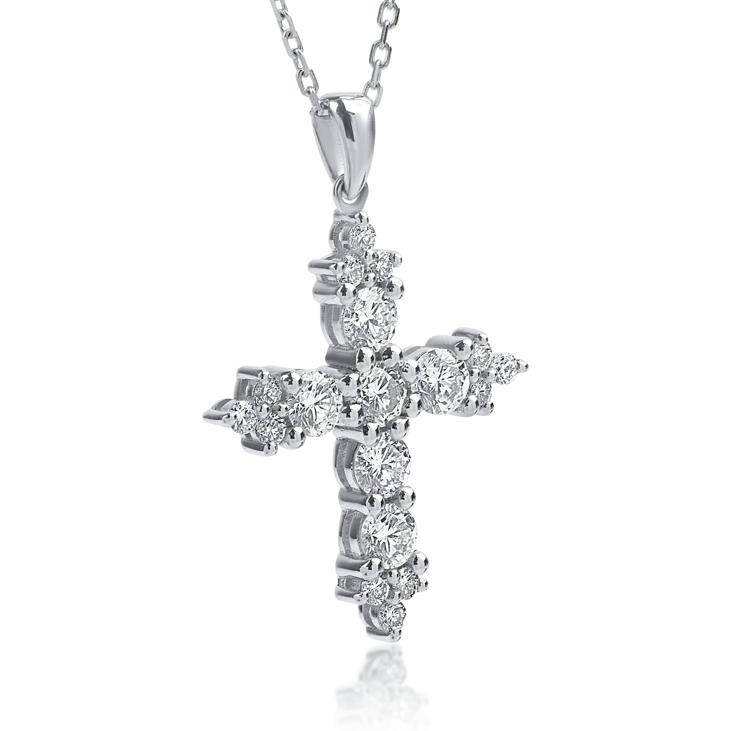 White gold cross pendant necklace with 0.7ct diamonds