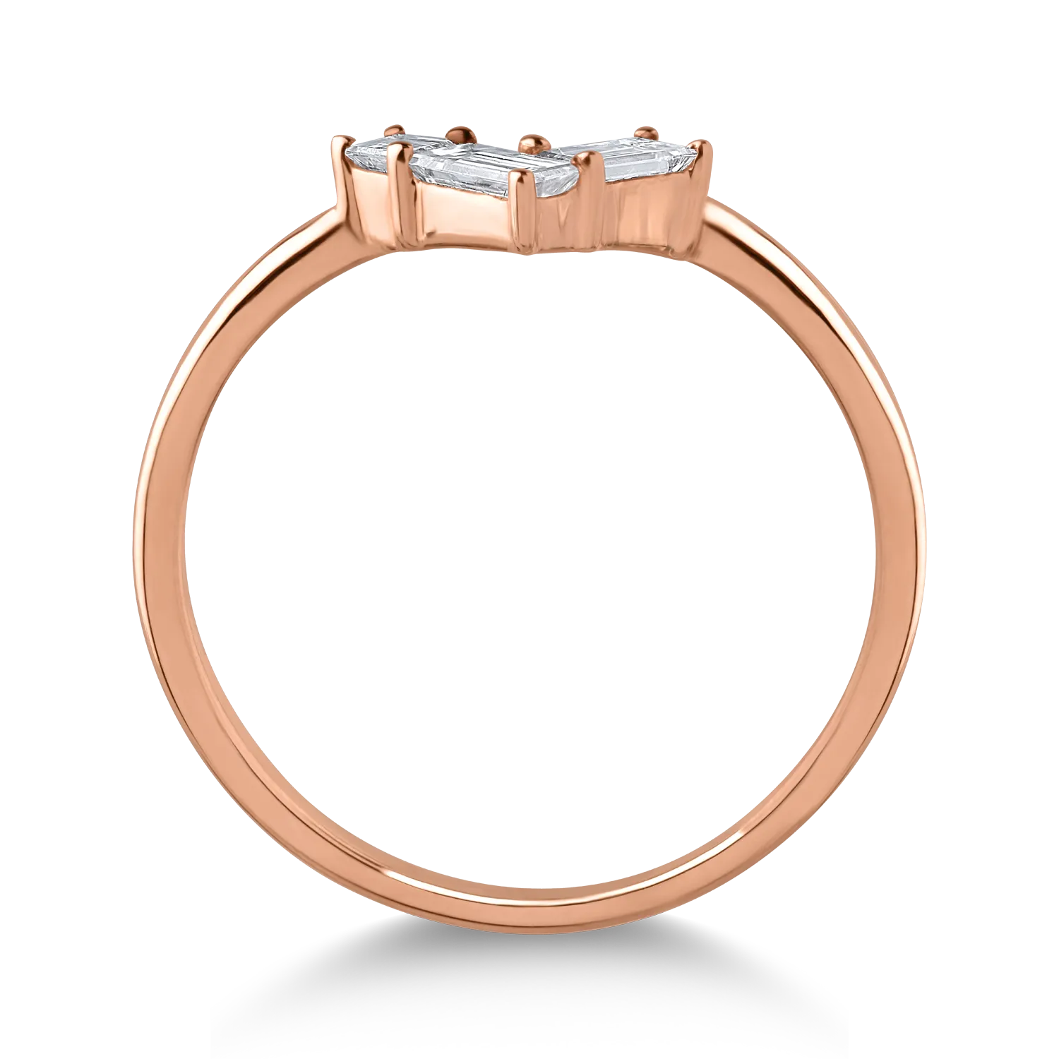 Inel din aur roz cu diamante baguette de 0.28ct