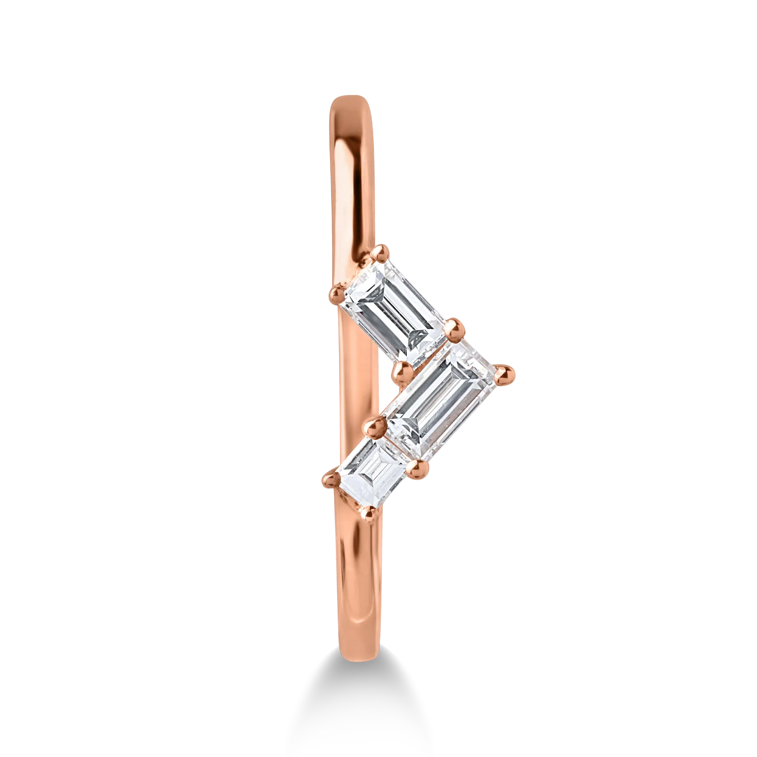 Inel din aur roz cu diamante baguette de 0.28ct