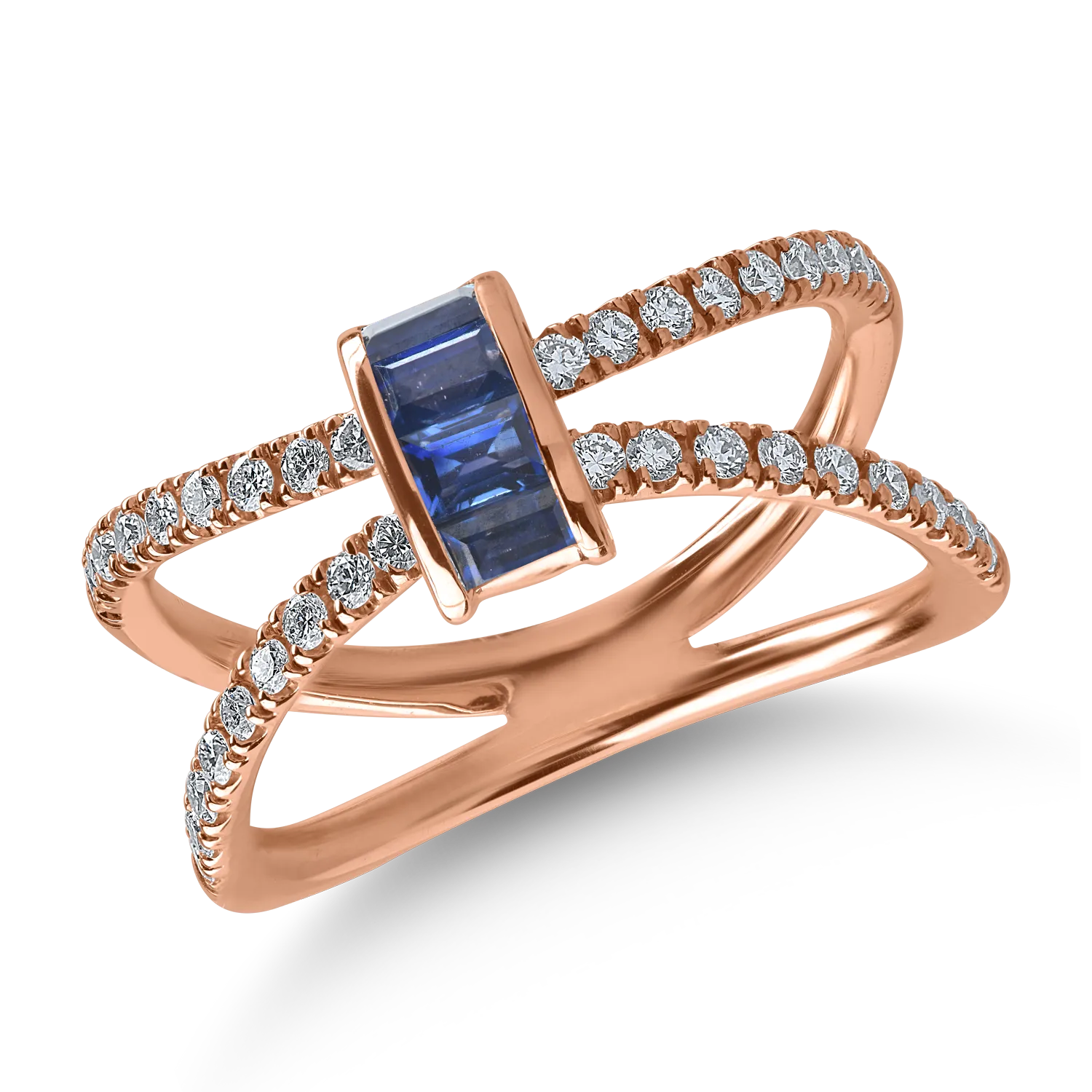 Inel din aur roz cu safire de 0.48ct si diamante de 0.34ct
