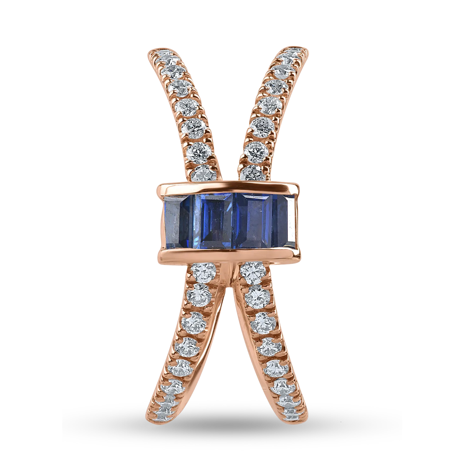 Pierścionek z różowego złota z szafirami 0.48ct i diamentami 0.34ct