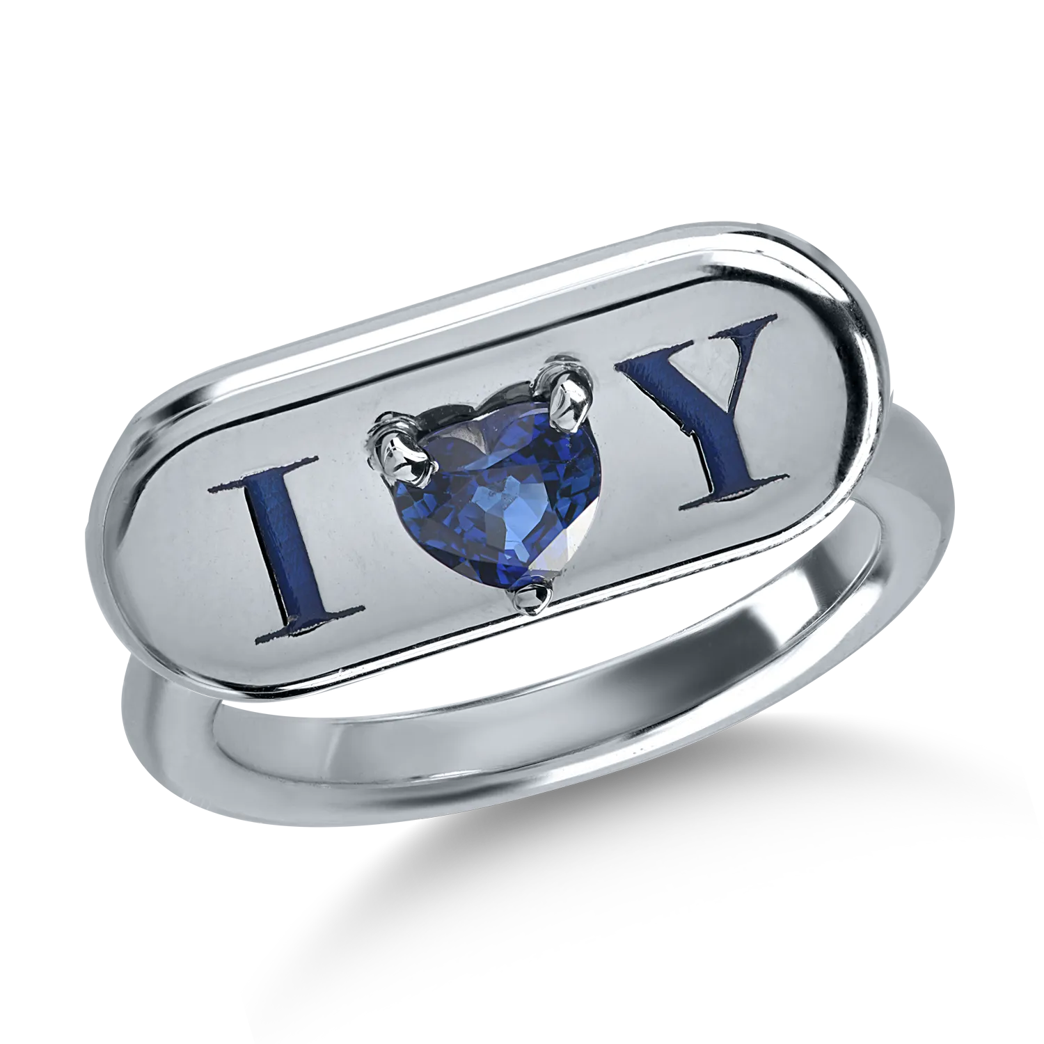 Inel din aur alb cu safir heart de 0.6ct