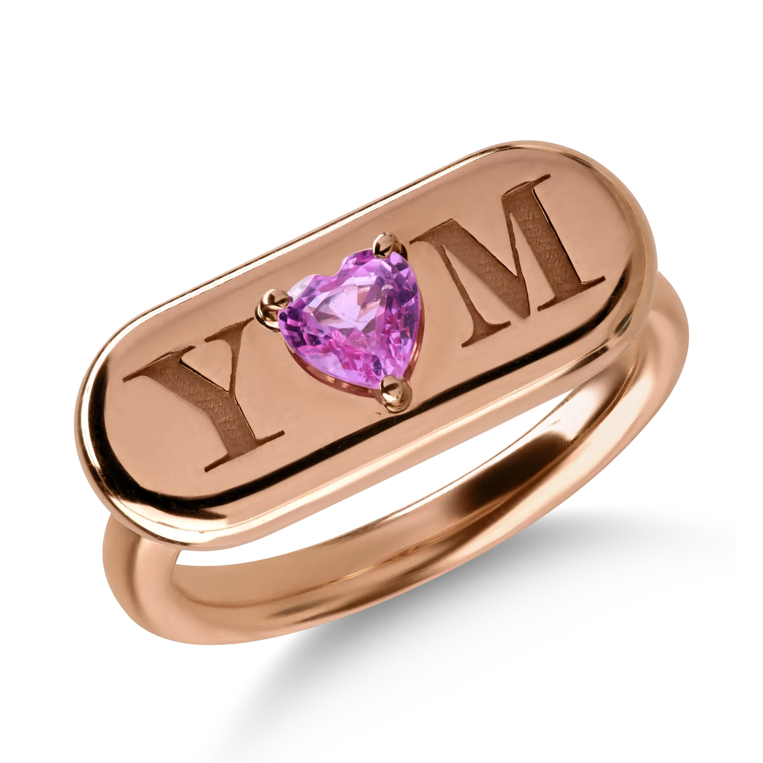 Rózsarany gyűrű 0.43ct rózsaszín zafírral
