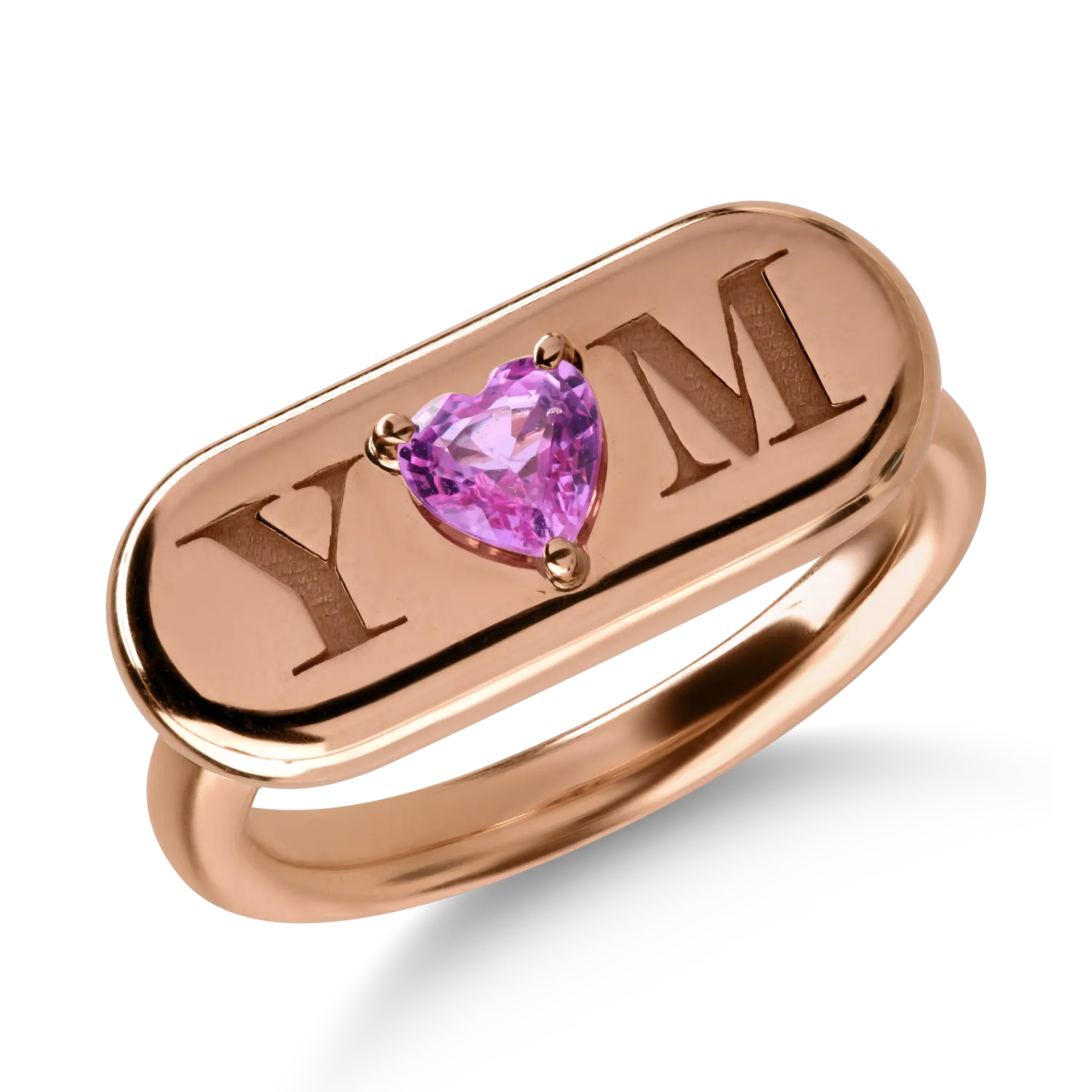 Inel din aur roz cu safir roz heart de 0.4ct