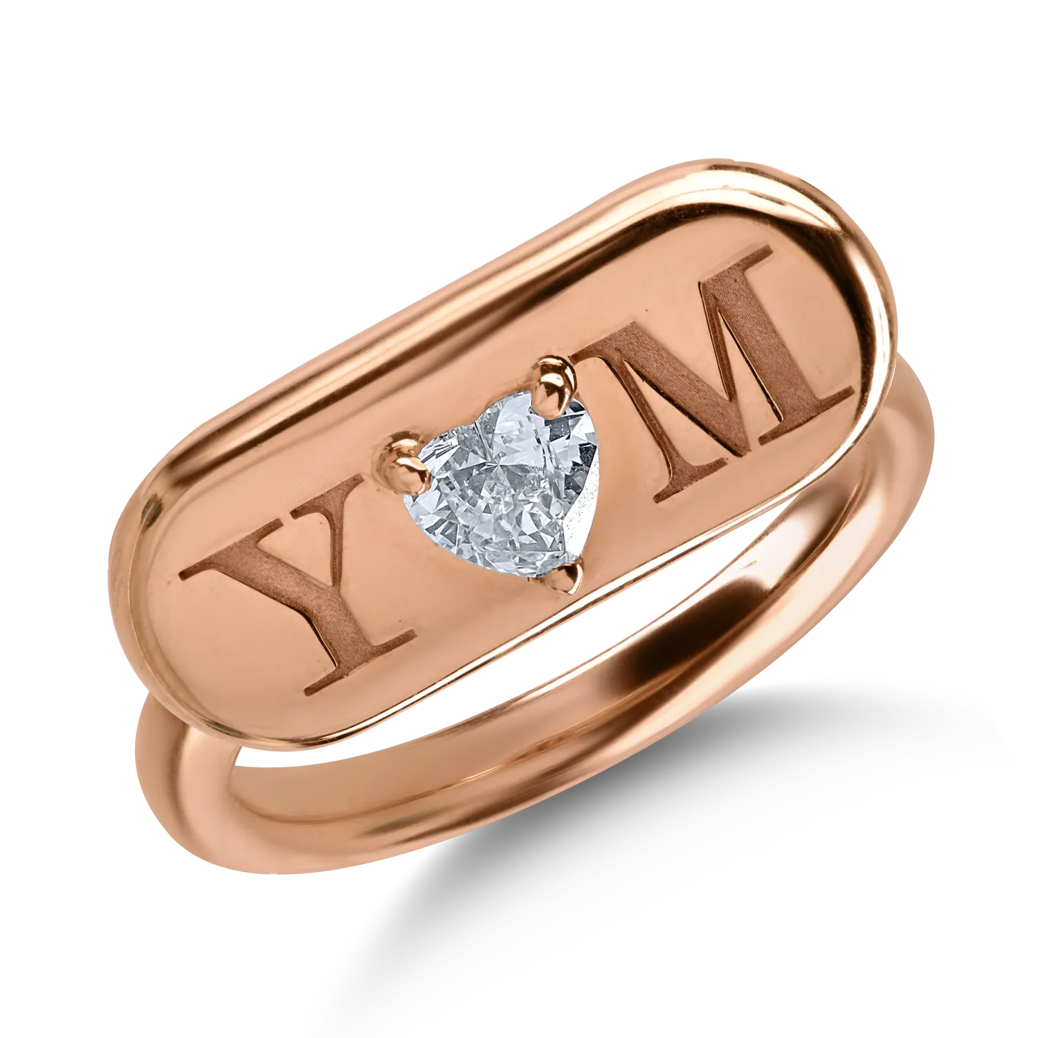 Teilor Inel din aur roz cu diamant heart de 0.3ct