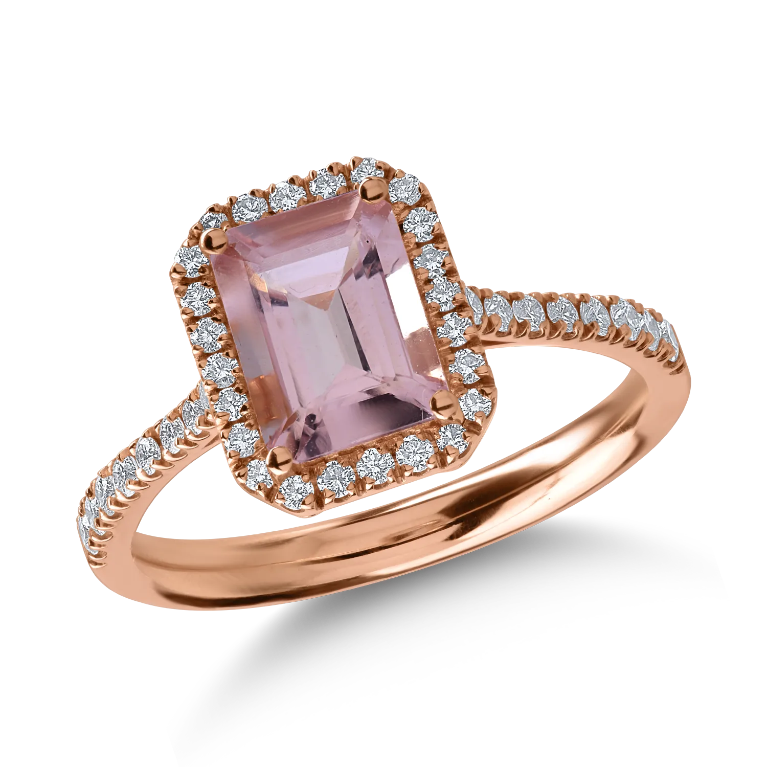 Rose gold ring with 1.26ct morganite and 0.31ct diamonds