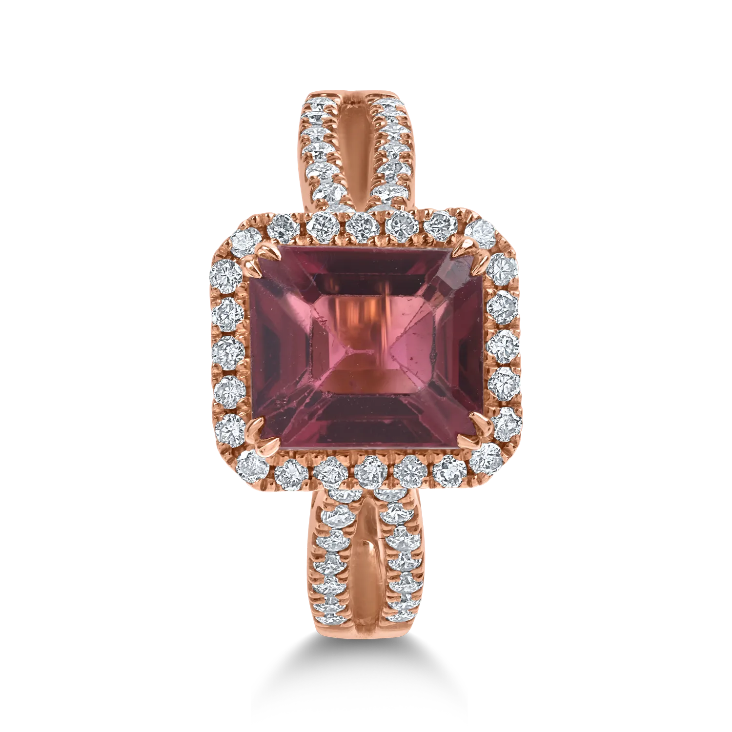 Rose gold ring with 2.4ct rubellite and 0.39ct diamonds