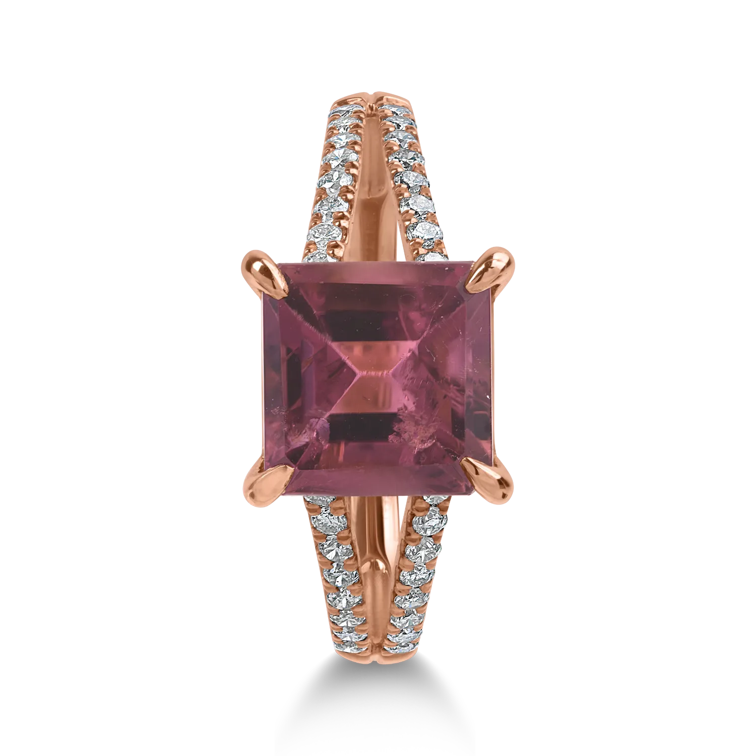 Rose gold ring with 2.85ct rubellite and 0.27ct diamonds