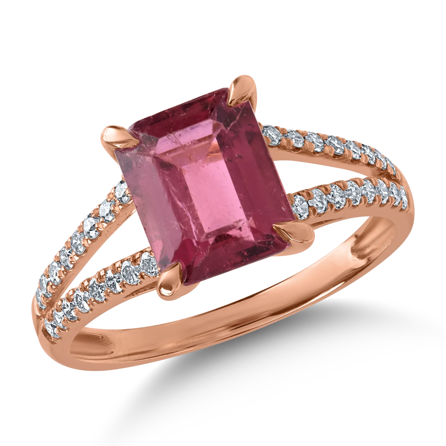 Rose gold ring with 2.23ct rubellite and 0.27ct diamonds