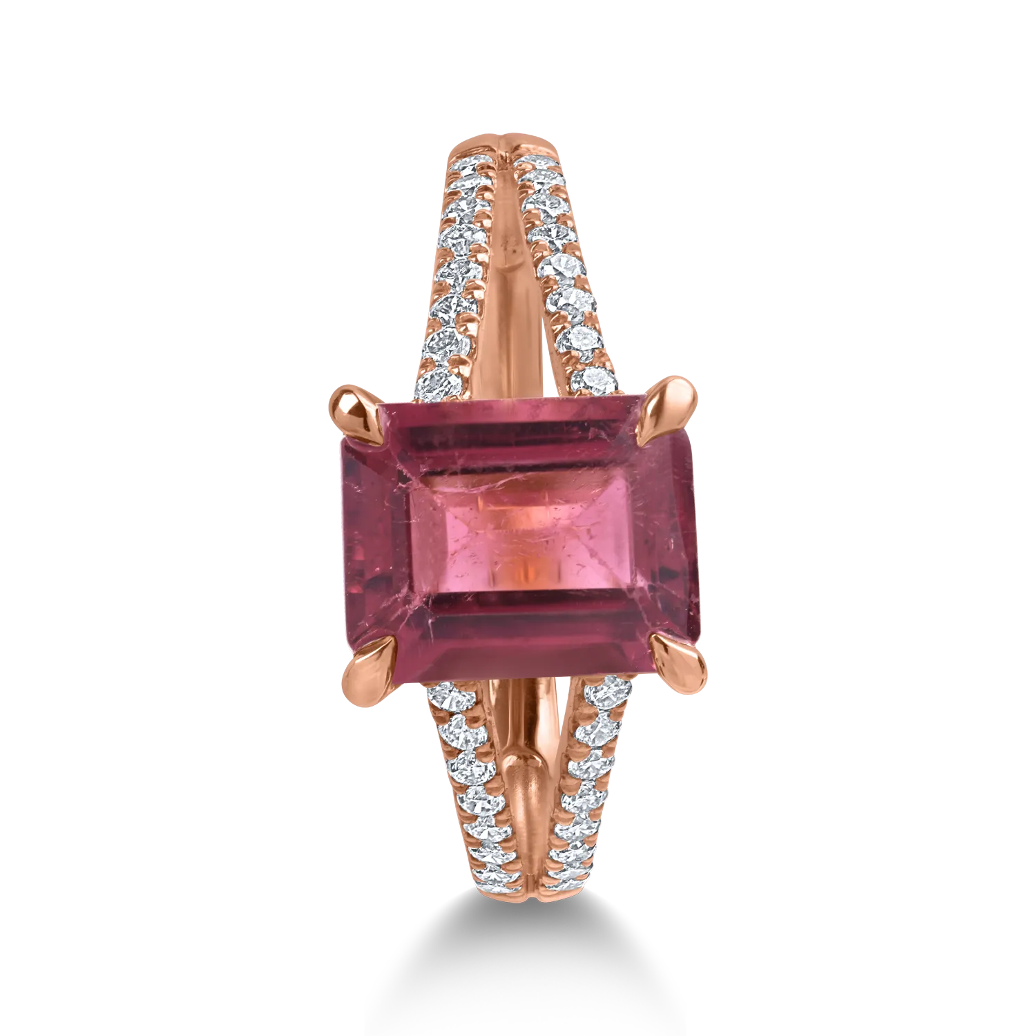 Rose gold ring with 2.23ct rubellite and 0.27ct diamonds