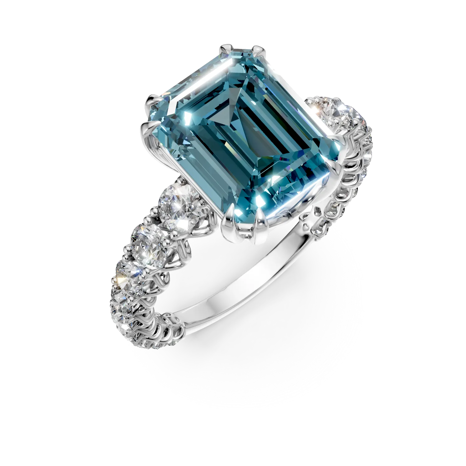 White gold ring with 3.7ct aquamarine and 1.2ct diamonds-154485