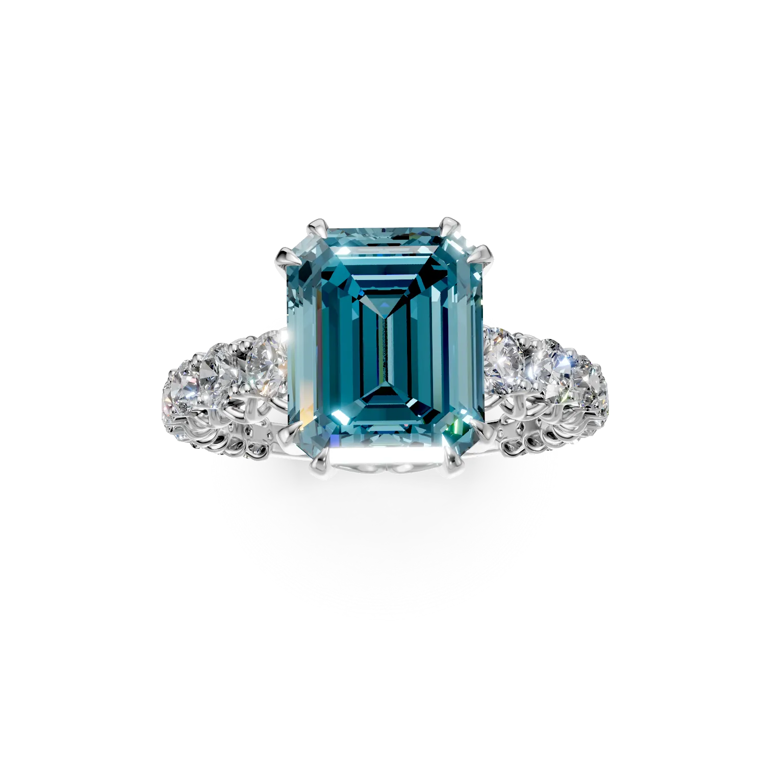 White gold ring with 3.7ct aquamarine and 1.2ct diamonds