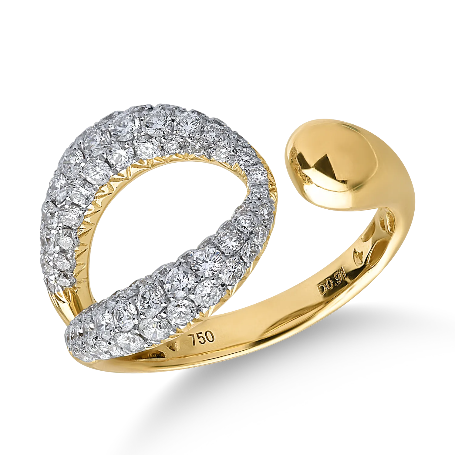 Пръстен от жълто злато с 0.91ct диаманти