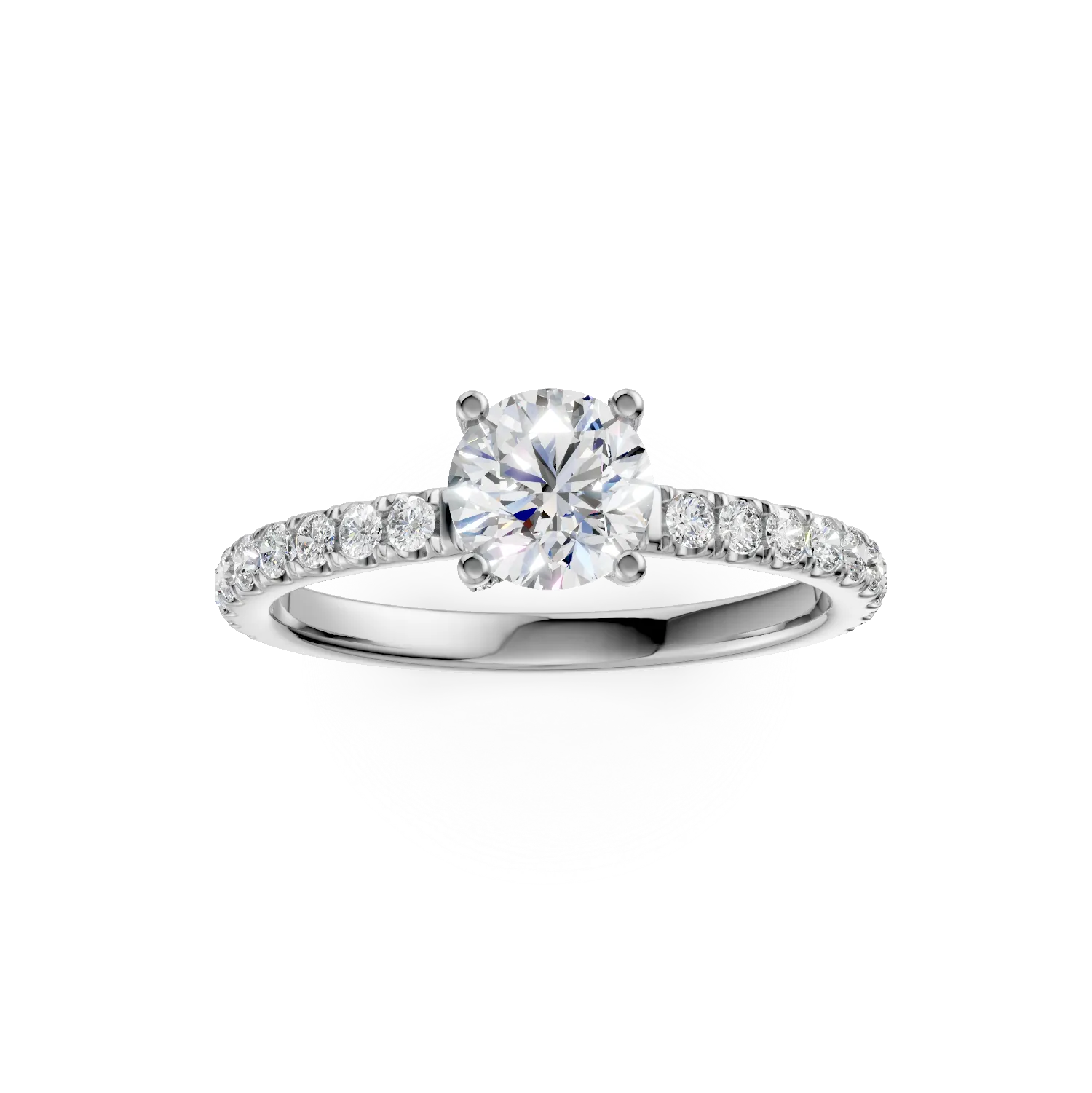 White gold engagement ring with 0.71ct diamond and 0.42ct diamonds