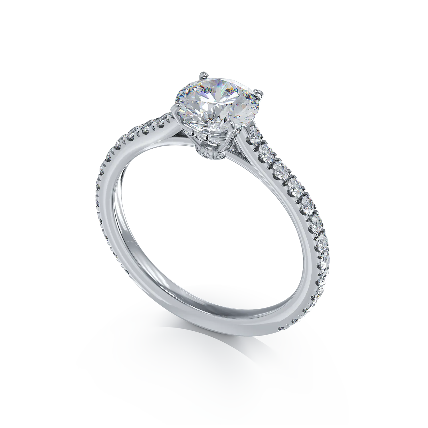 Fehérarany eljegyzési gyűrű 1.02ct gyémánttal és 0.54ct gyémánttal
