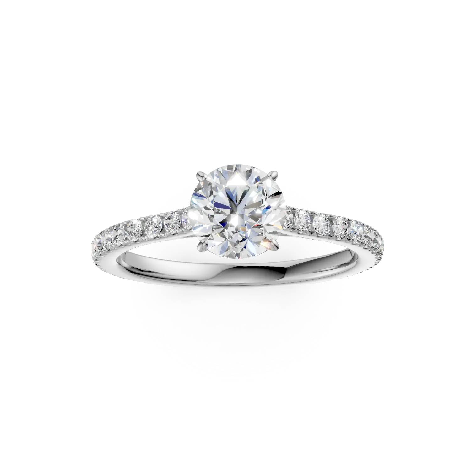 Inel de logodna din aur alb cu diamant de 1.02ct si diamante de 0.54ct