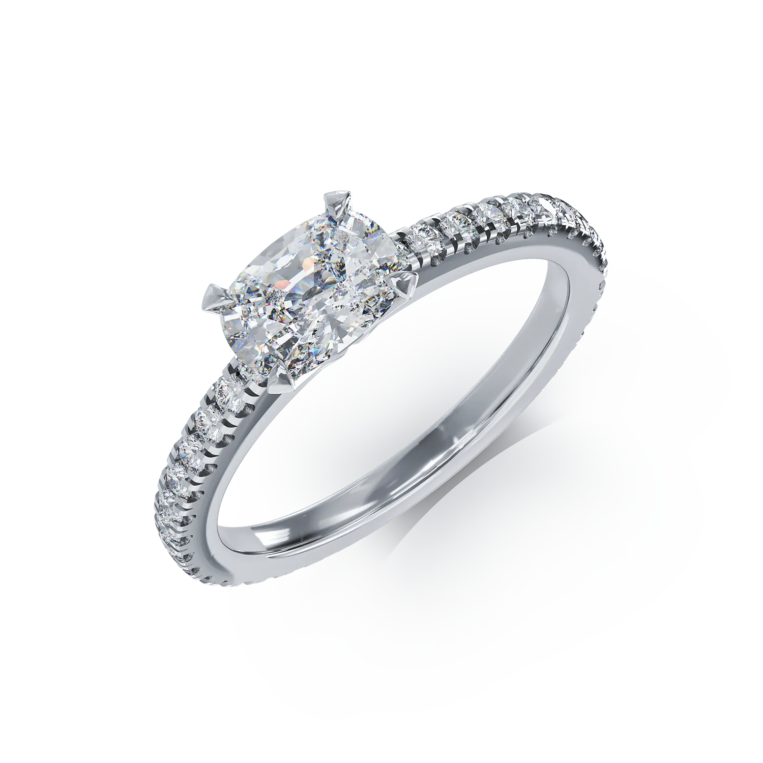 Годежен пръстен от бяло злато с 0.72ct диамант и 0.5ct диаманти
