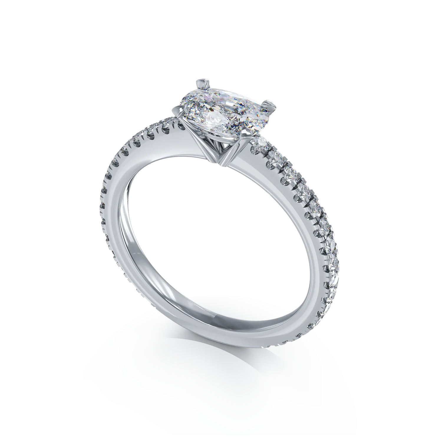 White gold engagement ring with 0.72ct diamond and 0.5ct diamonds