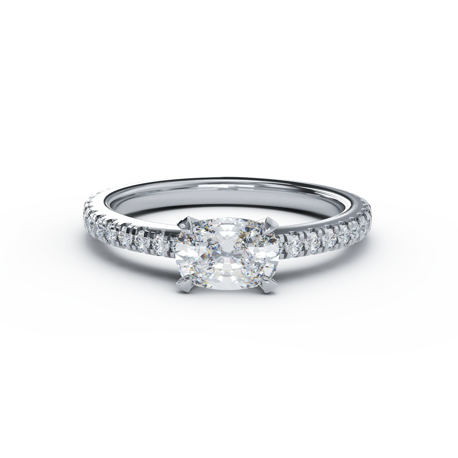 Inel de logodna din aur alb cu diamant de 0.72ct si diamante de 0.5ct