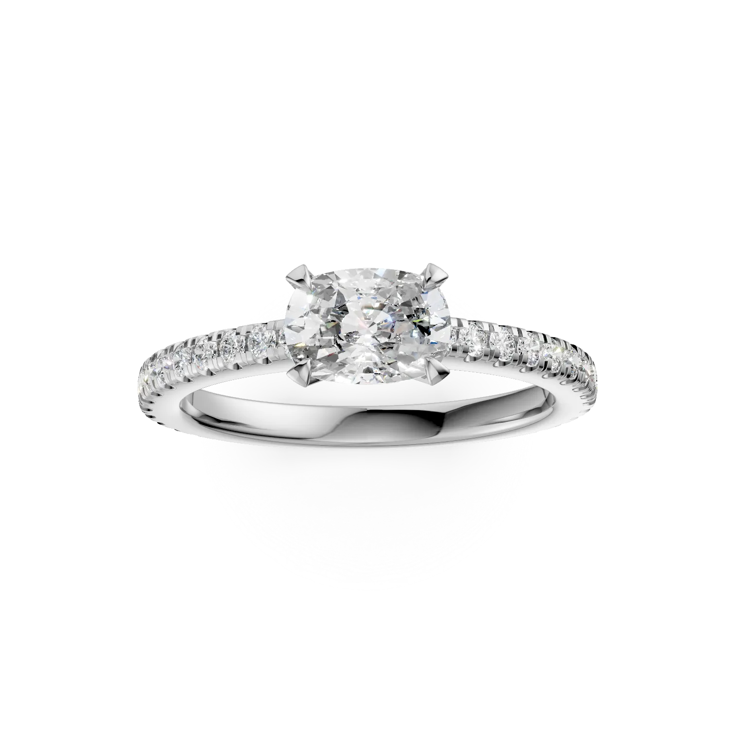 Inel de logodna din aur alb cu diamant de 0.72ct si diamante de 0.5ct
