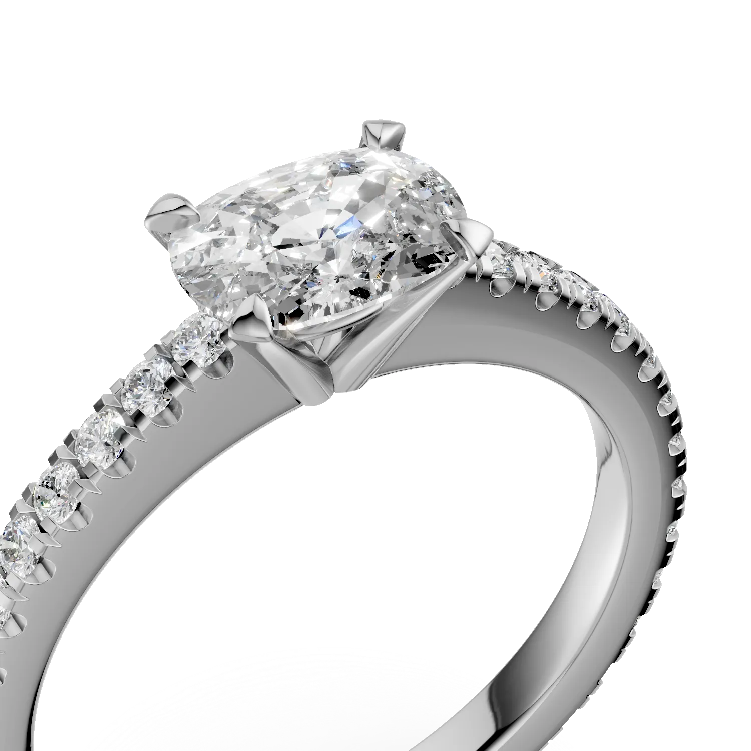 Inel de logodna din aur alb cu diamant de 0.72ct si diamante de 0.5ct