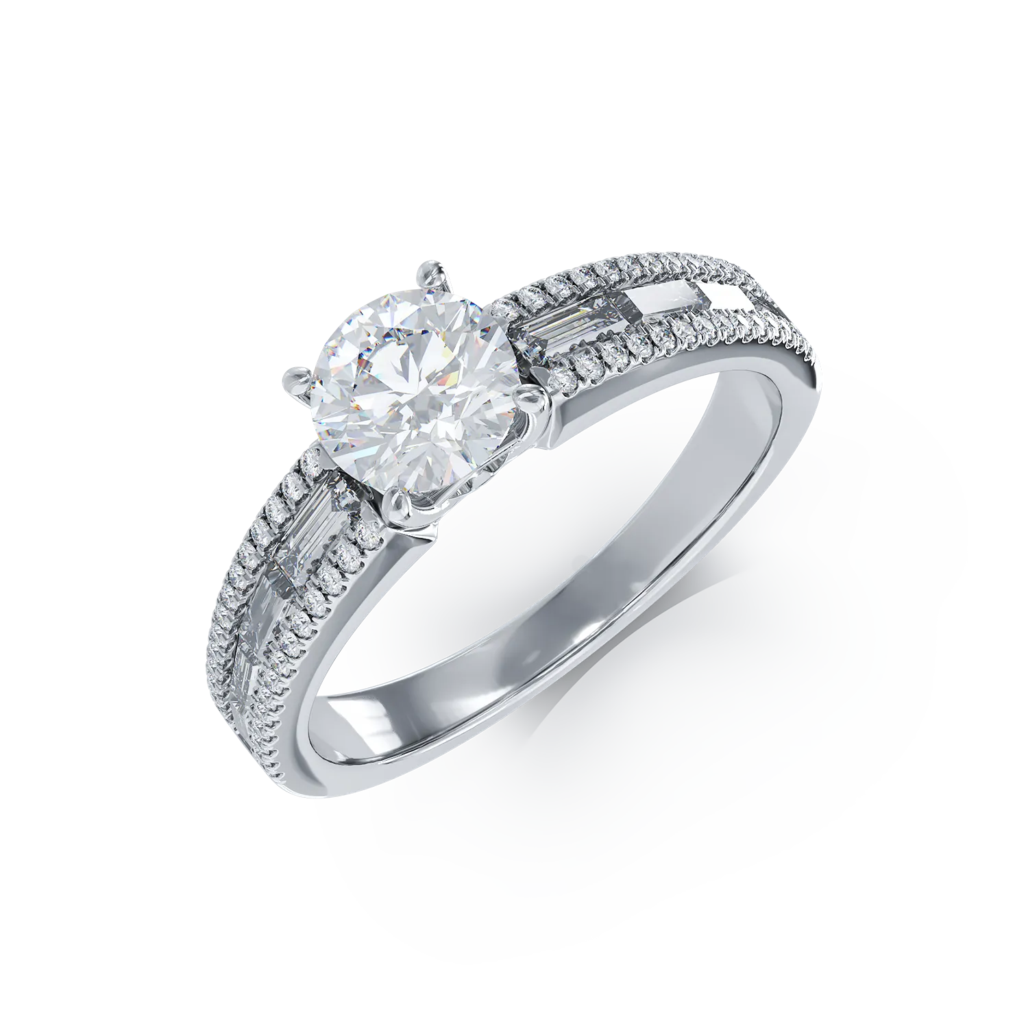 Pierścionek zaręczynowy z białego złota z diamentami o masie 1.38ct