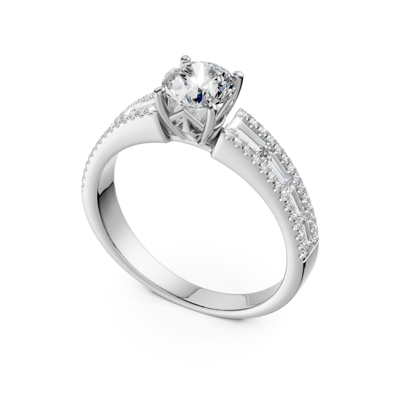 Inel de logodna din aur alb cu diamante de 1.38ct