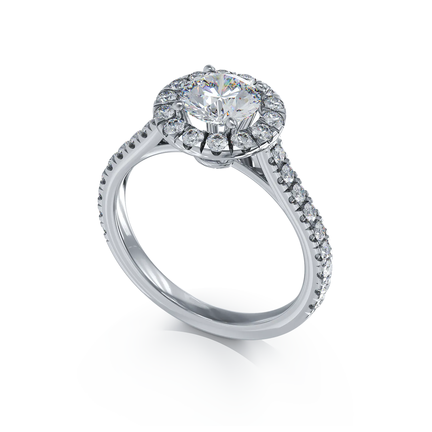 White gold engagement ring with 0.9ct diamond and 0.75ct diamonds