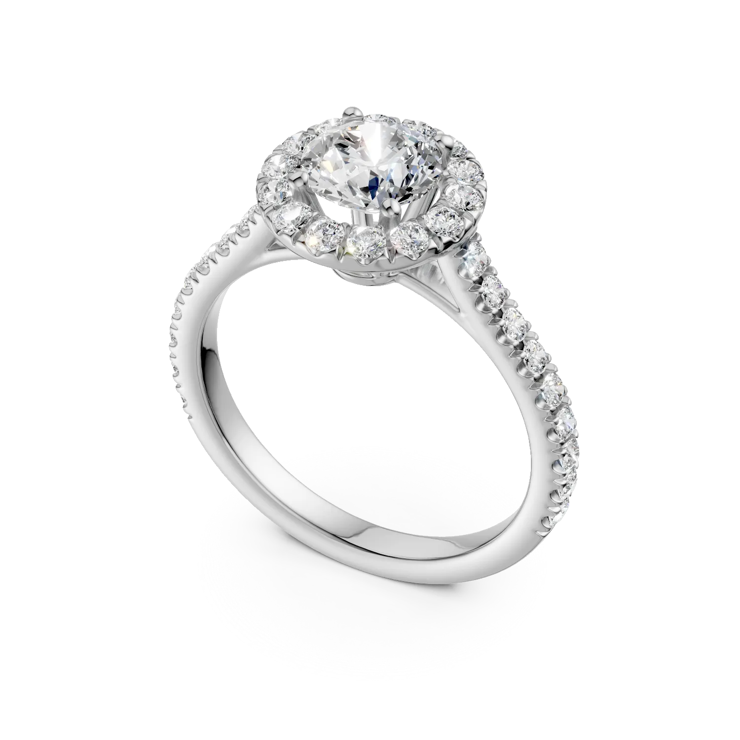 Inel de logodna din aur alb cu diamant de 0.9ct si diamante de 0.75ct