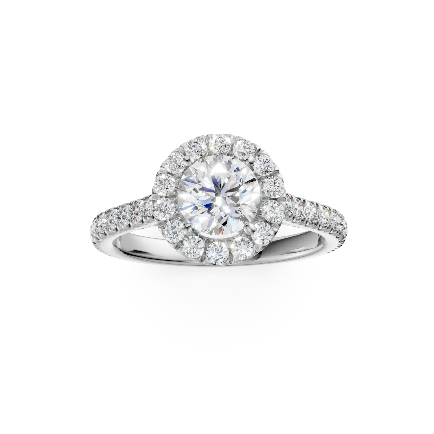 Inel de logodna din aur alb cu diamant de 0.9ct si diamante de 0.75ct