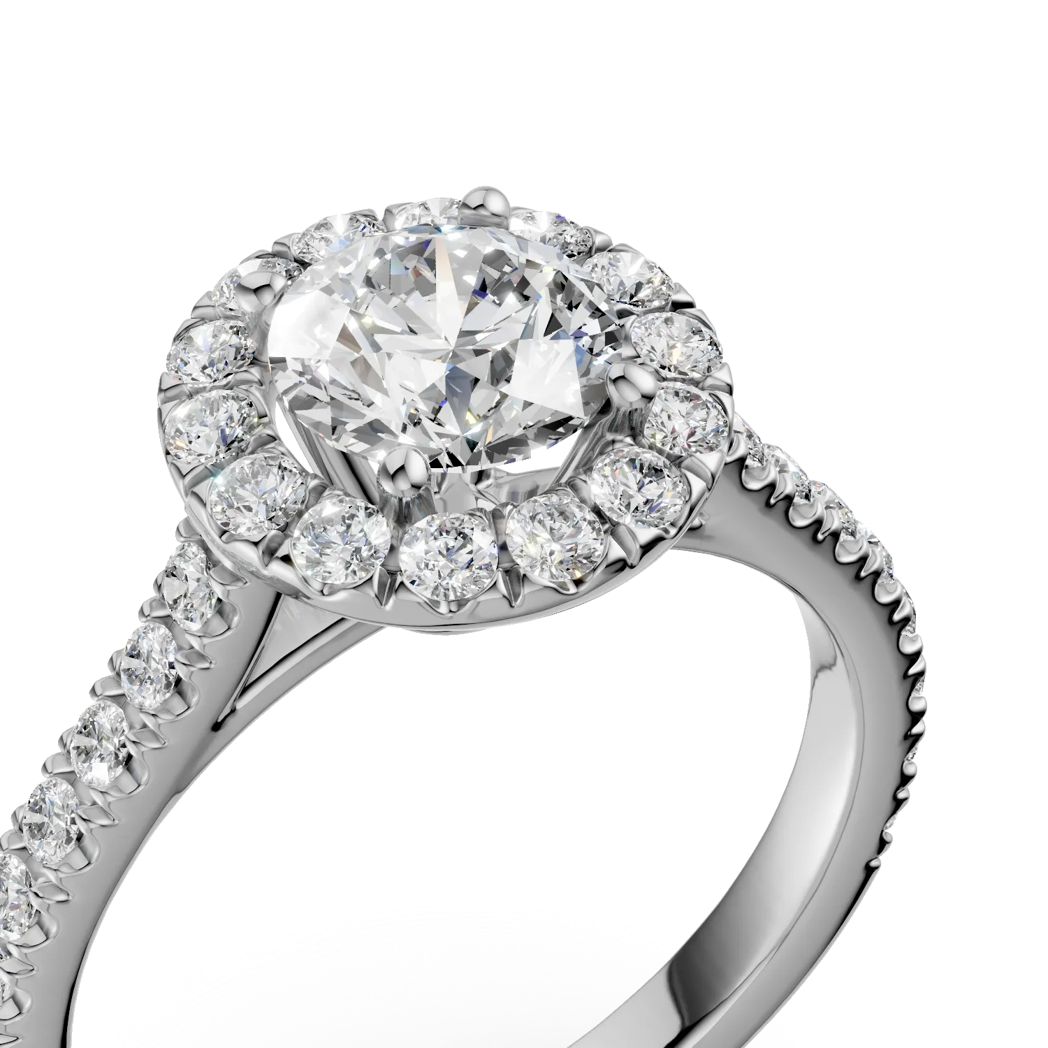 Inel de logodna din aur alb cu diamant de 0.9ct si diamante de 0.75ct