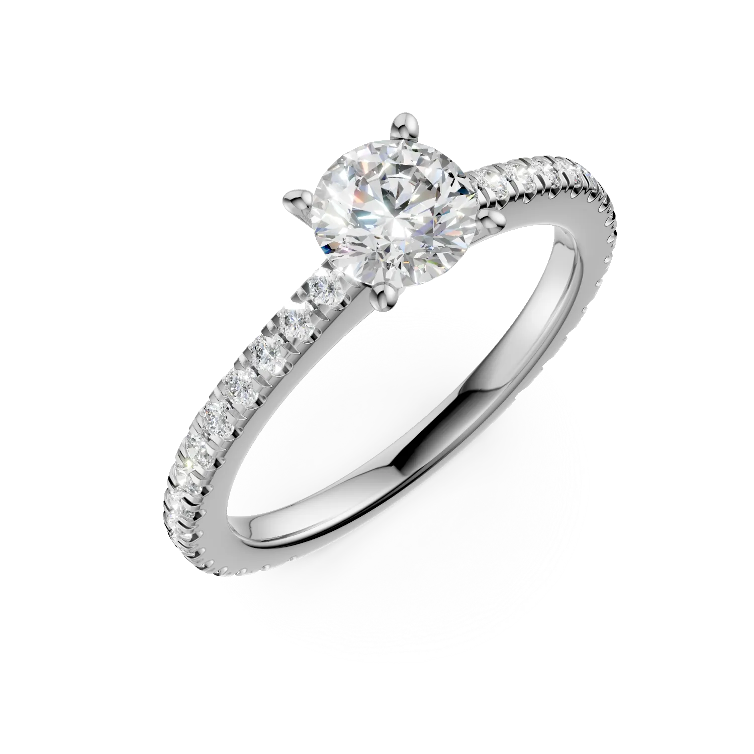 Годежен пръстен от бяло злато с 1ct диамант и 0.46ct диаманти