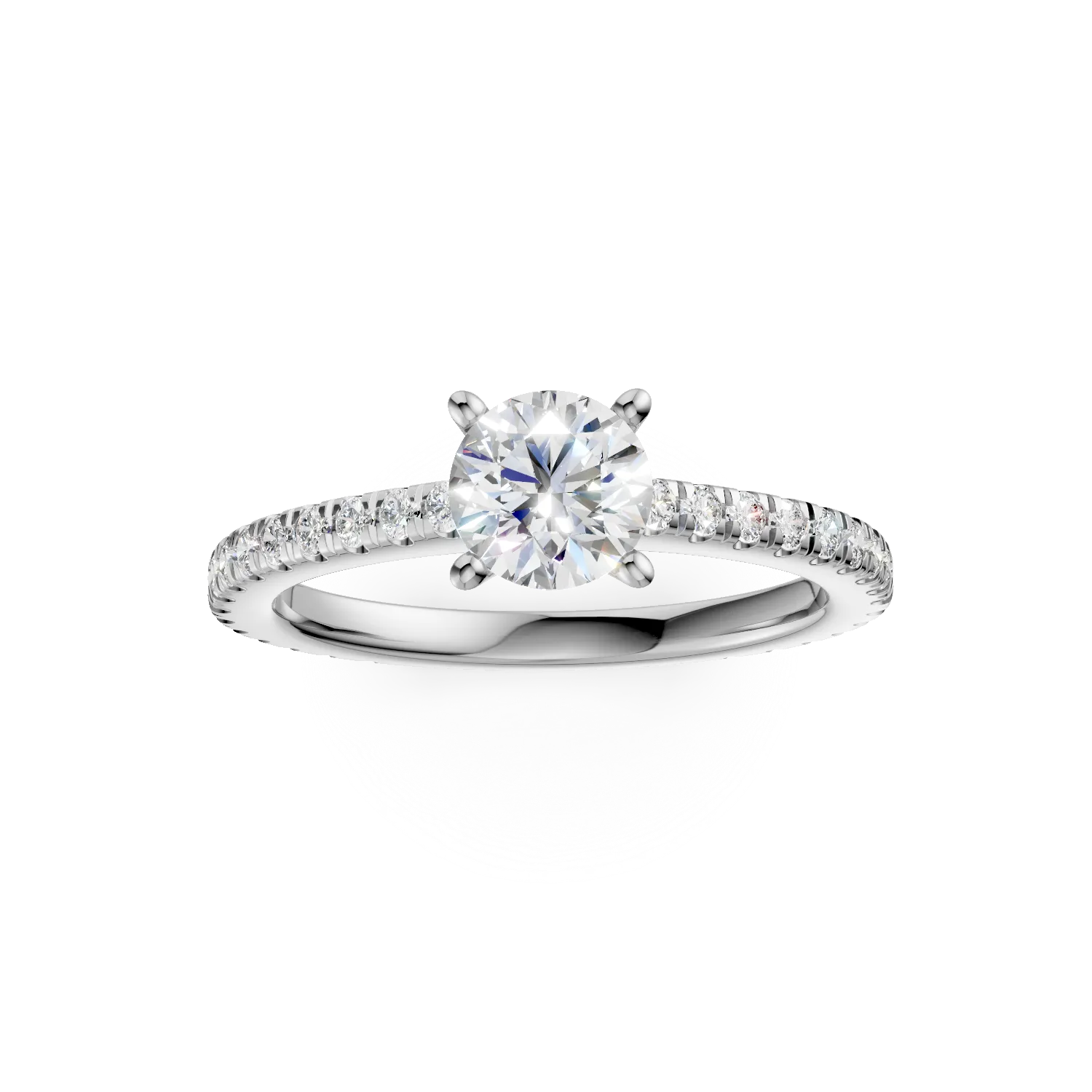 Годежен пръстен от бяло злато с 1ct диамант и 0.46ct диаманти
