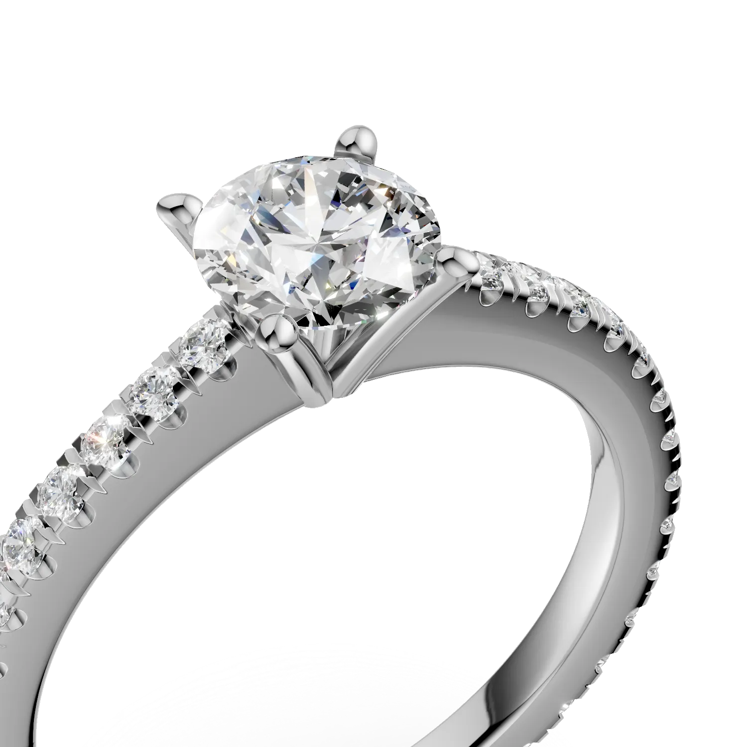 Годежен пръстен от бяло злато с 1ct диамант и 0.46ct диаманти