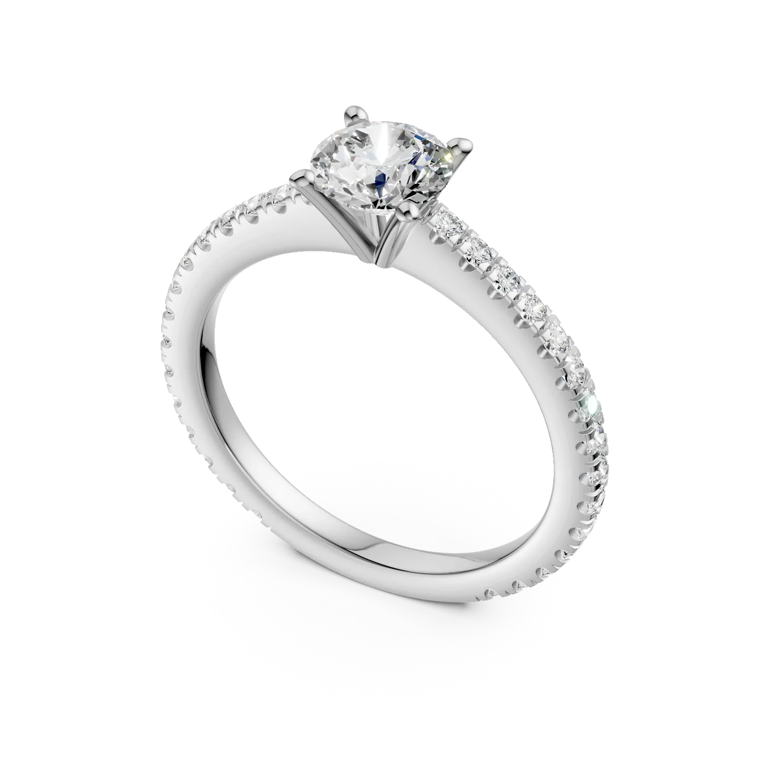 Inel de logodna din aur alb cu diamant de 1ct si diamante de 0.46ct