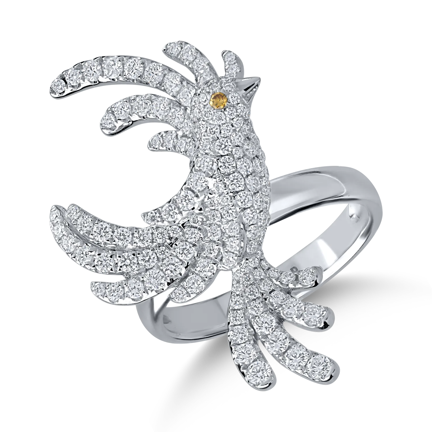 White gold ring with 1.07ct clear diamonds and 0.01ct yellow diamonds-154606