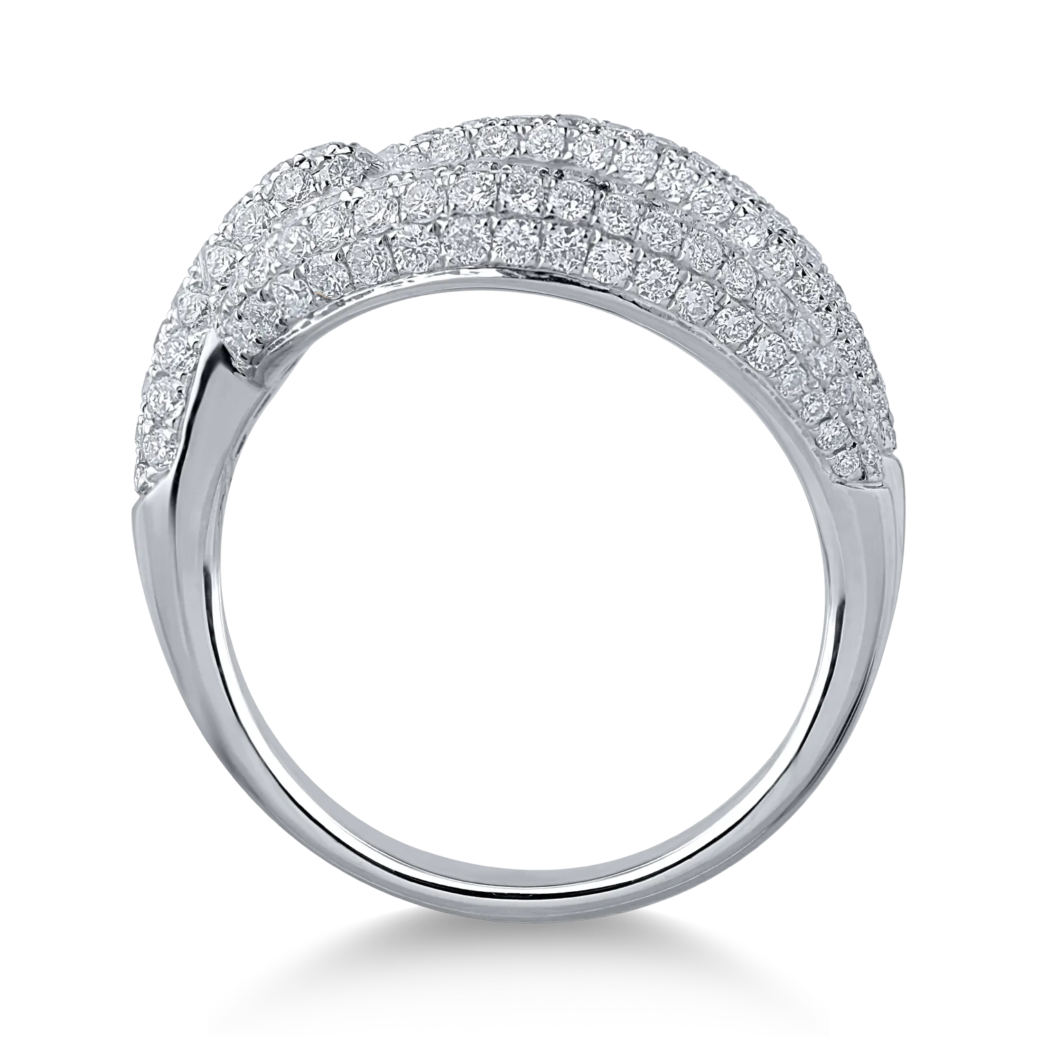 Geometryczny pierścionek z białego złota z diamentami o masie 1.2ct