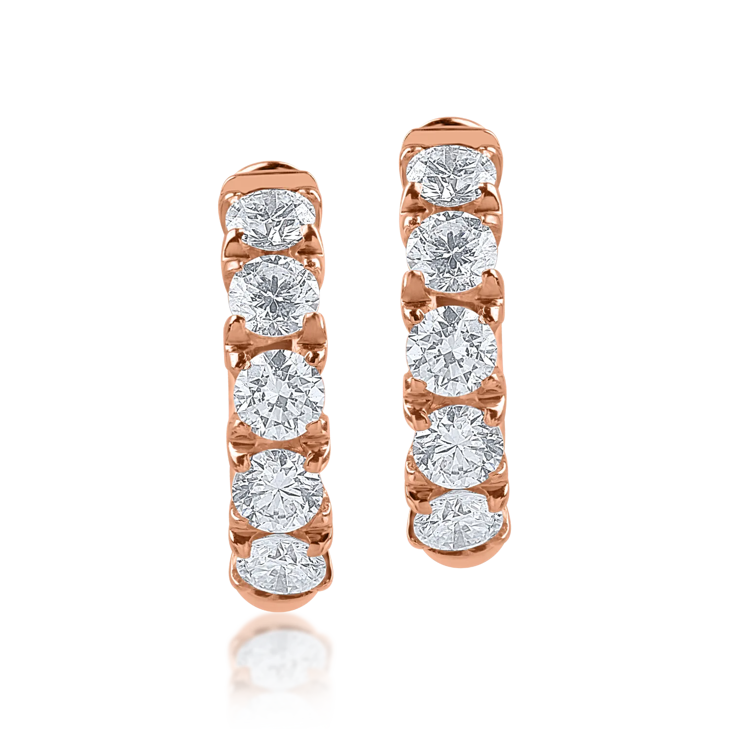Kolczyki z różowego złota z diamentami o masie 1.08ct