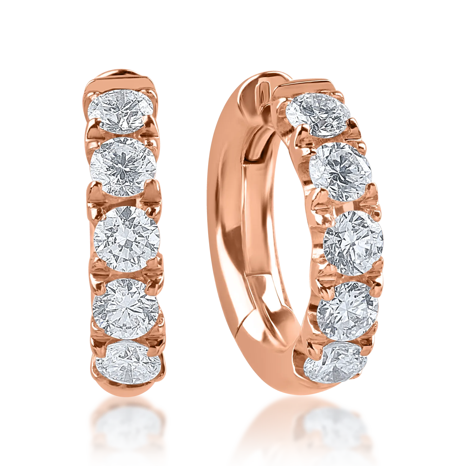 Kolczyki z różowego złota z diamentami o masie 1.08ct