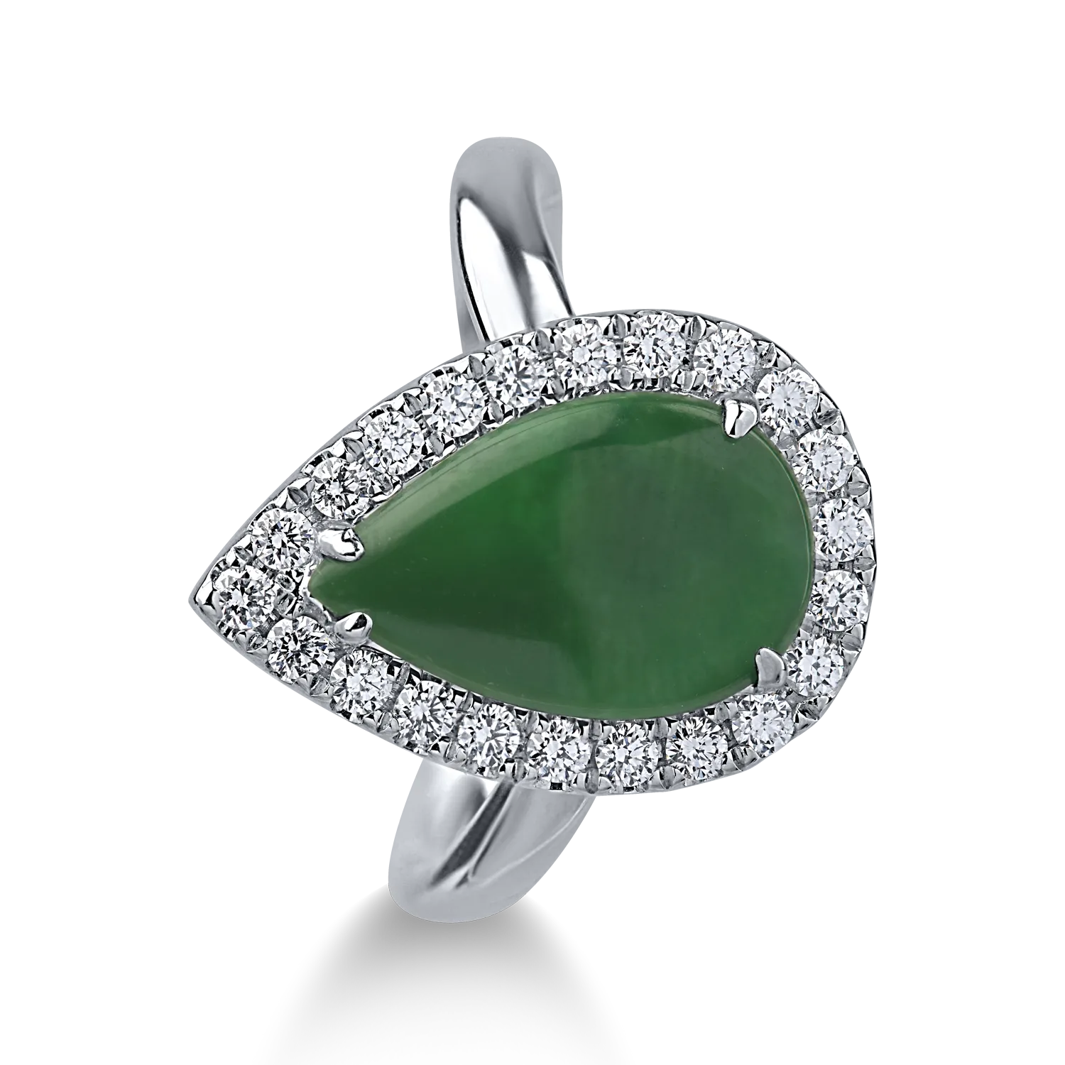 White gold ring with 0.28ct jade and 0.32ct diamonds